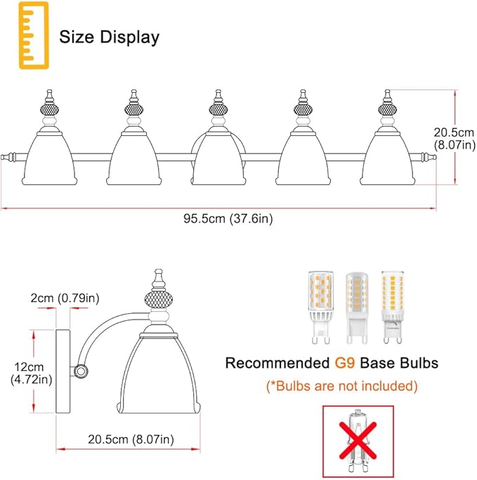 5 Lights Brass Gold Bathroom Light Fixtures, Antique Vanity Light with Flower Glass Shade, Bathroom Vanity Light Over Mirror, Farmhouse Sconces Wall Lighting for Hallway Livingroom Bedroom