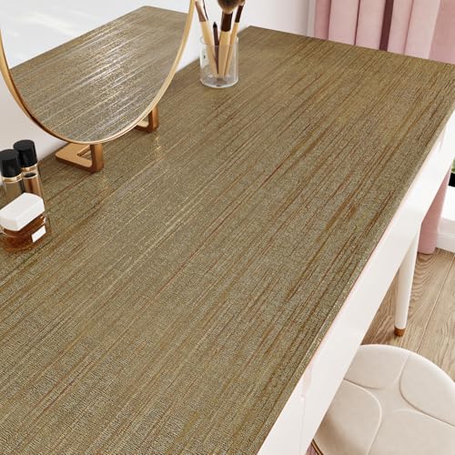Gold Brown Grasscloth Peel and Stick Wallpaper Gold Contact Paper Brown Textured Wallpaper Fabric Self Adhesive Removable Contact Paper for Countertops Cabinets Liner Renter 15.7"¡¿78.7"