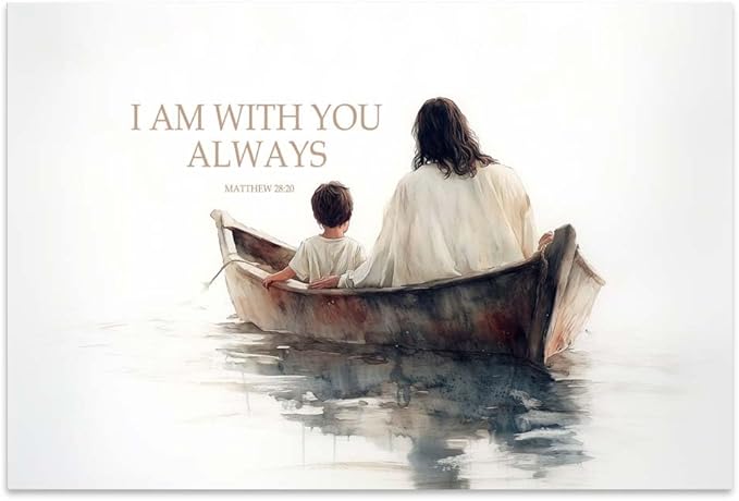 Yesad Jesus Wall Art Décor, Christian Wall Art, Jesus and Boy Canvas Wall Art Pictures Inspirational Wall Décor Motivational Poster Home Décor for Living Room Farmhouse (Unframed,30”x20”, Bible)