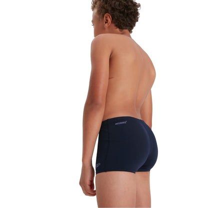 Speedo Boys Endurance+ Aquashort Swimming Trunks | Chlorine Resistant | Quick Drying | Stretch Fabric | Comfort Fit, True Navy, 7-8