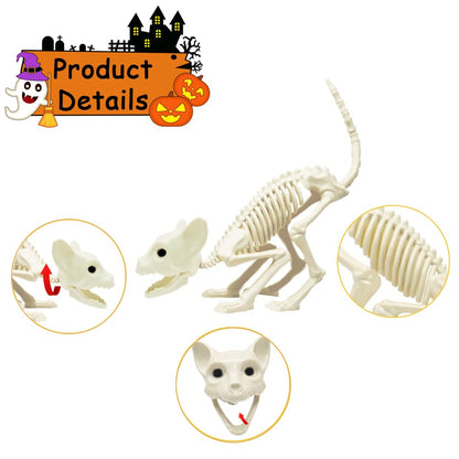 LUKBERA Cat Halloween Decoration, Animal Skeleton with Posable Joints for Graveyard Scene and Haunted Houses
