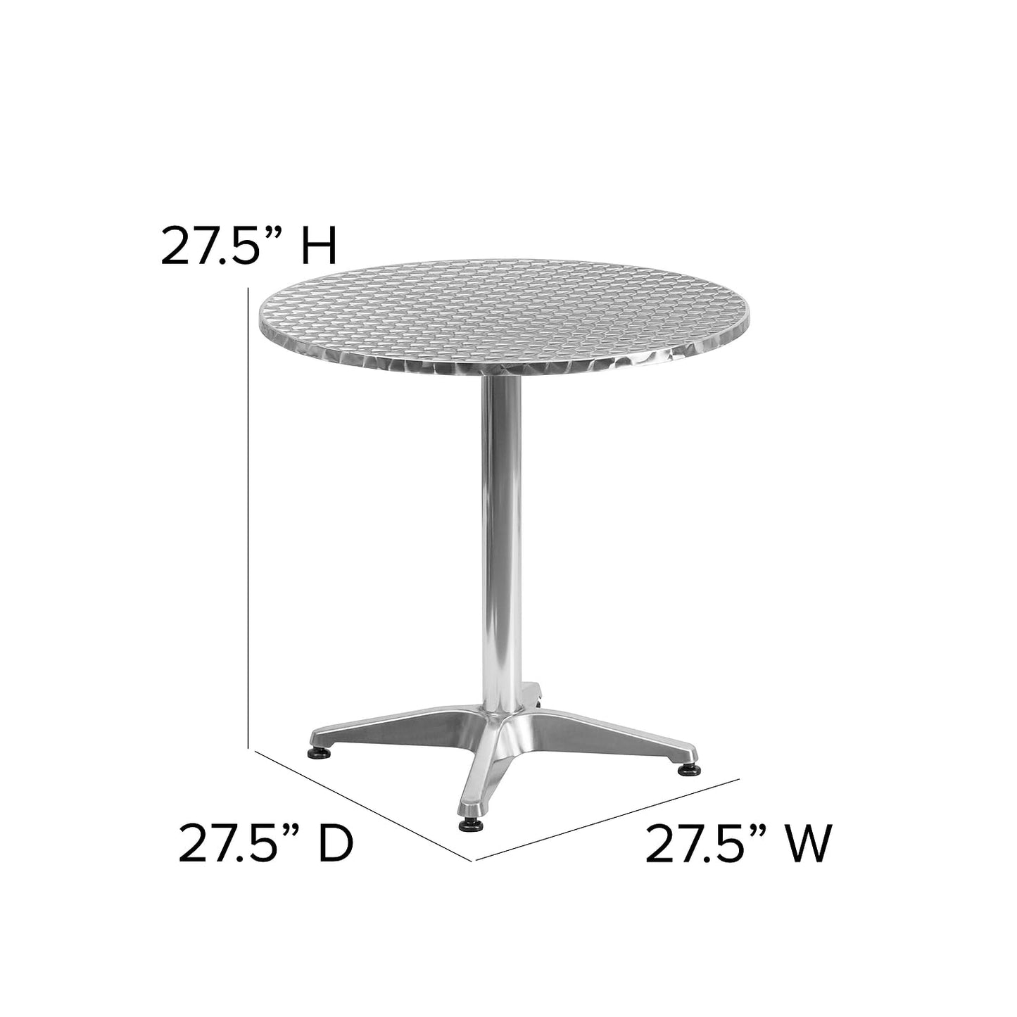 Flash Furniture Mellie 27.5" Round Aluminum Indoor-Outdoor Table with Stainless Steel Table Top