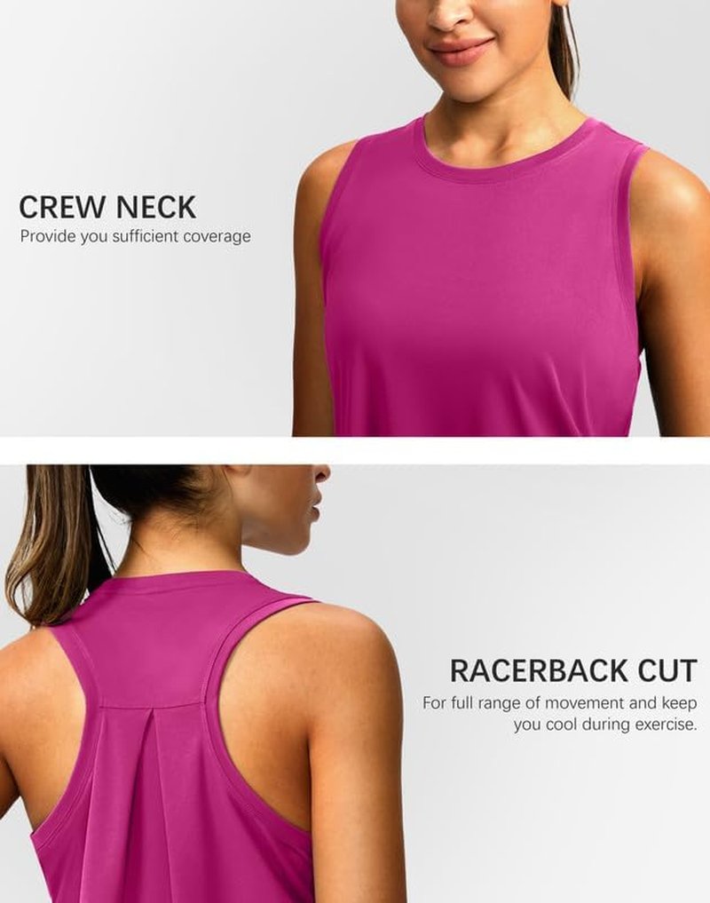 Women's Racerback Athletic Tank Tops - Sleeveless Workout Shirts for Yoga & Running | Loose Fit