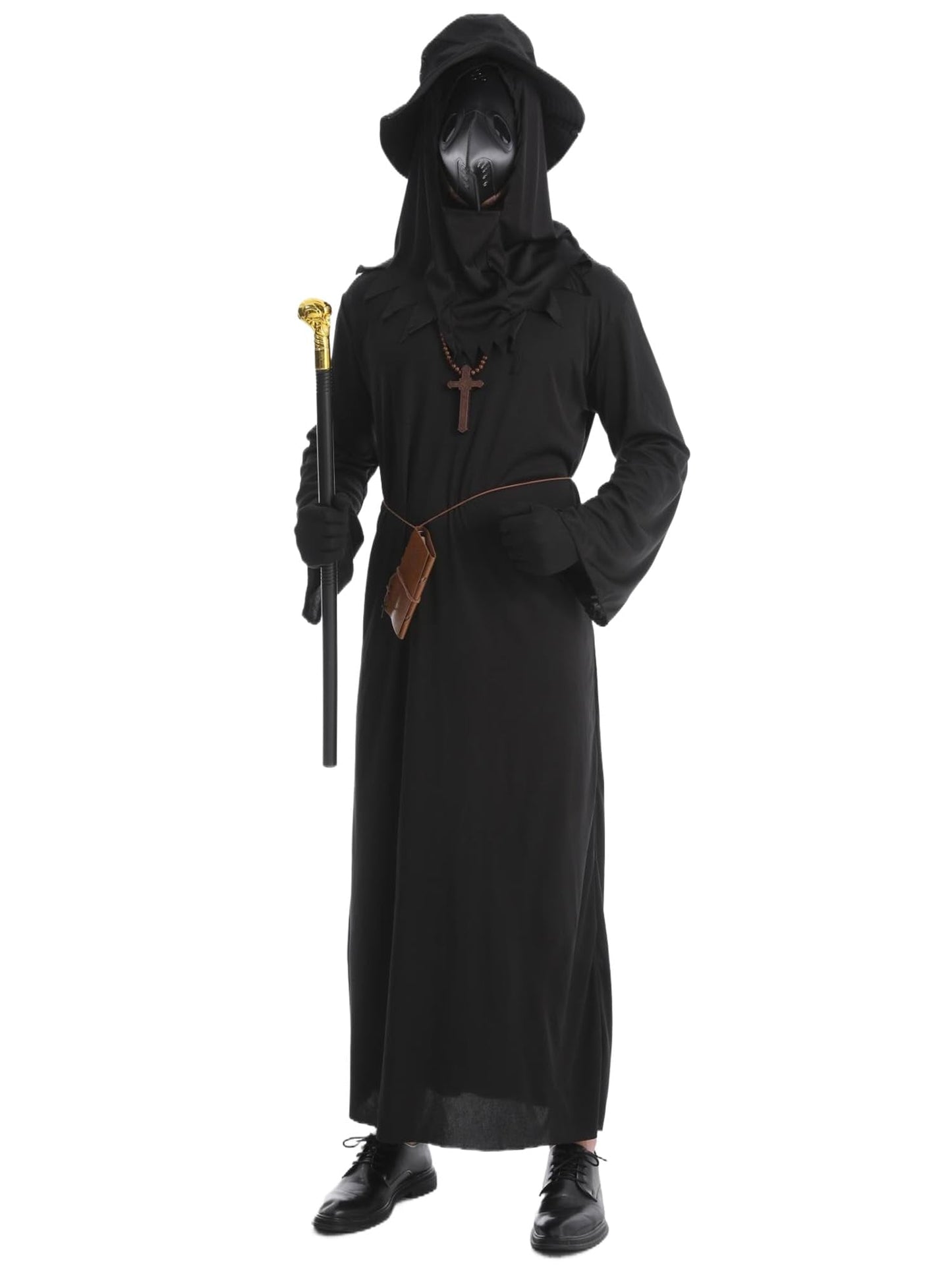 HAOSUN Plague Doctor Costume Set 8 in 1 Halloween Costumes Plague Doctor Mask Outfit for Men Adults (L size)
