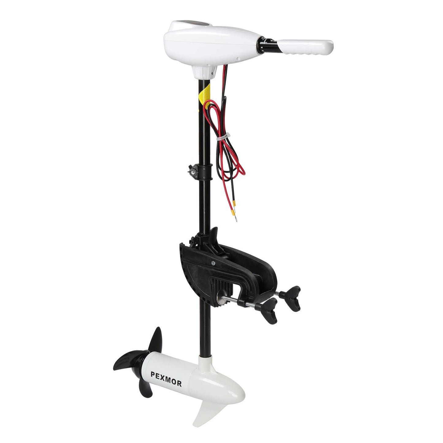 PEXMOR 8 Speed 55LB Electric Trolling Motor, Electric Outboard Boat Motor w/Adjustable Handle & LED Indicator, Transom Mounted for Saltwater, Kayak, Fishing Boat (Off-White, 55LBS)