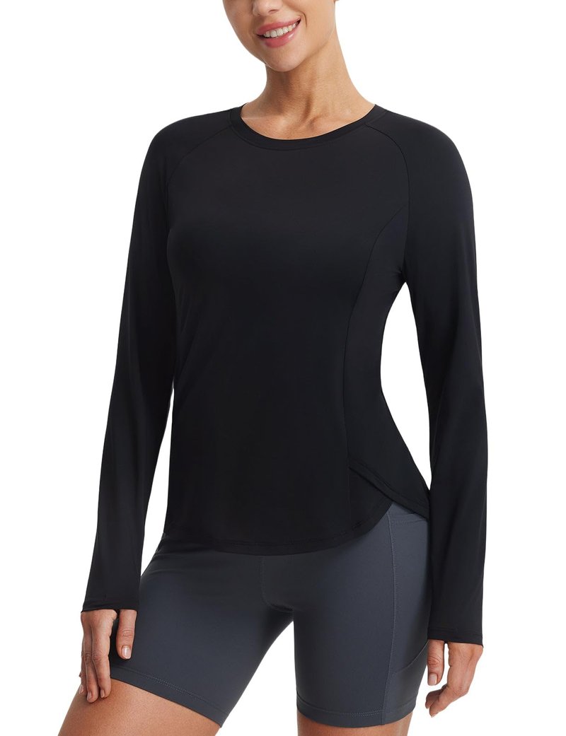 baleaf Long Sleeve Cooling Workout Tops for Women Sun Shirts UPF 50+ Quick Dry Lightweight Soft Running Athletic Gym Hiking