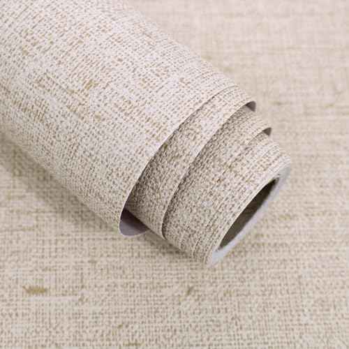 Beige Grasscloth Peel and Stick Wallpaper Textured Contact Paper 15.7inch x 590.6inch Faux Linen Vintage Grasscloth Contact Paper Self Adhesive Removable Wallpaper Vinyl
