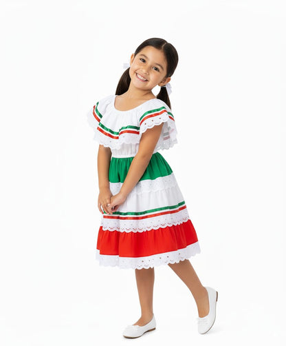 unik Girl's Traditional Mexican Cinco De Mayo Fiesta Dress Red Size 12
