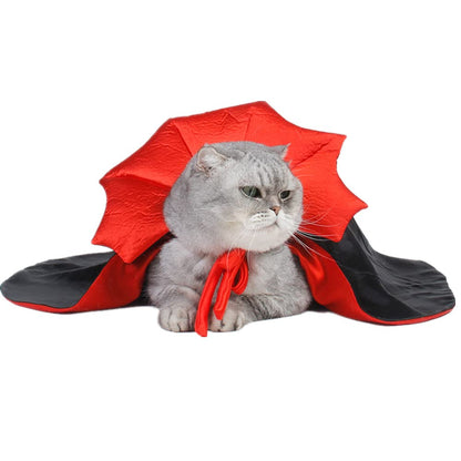 Funny Halloween Dog Cat Vampire Cloak Costume Stand-Collar Design Pet Cape Cosplay Apparel Holiday Party Dress Up Decoration(Vampire,S)