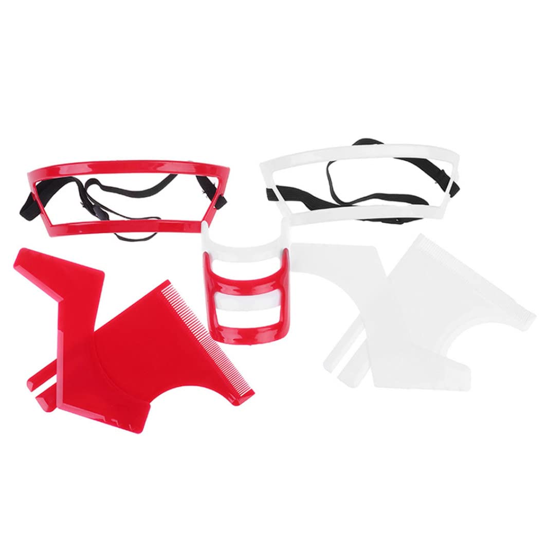 ESiiFuu Beard Shaping Tool Kit Neckline Shaving Template Guide Set for Men Hair Styling Red, Beard Shaping Tool Kit, Beard Trimmer Template Guide, Hair Styling Tools Kit