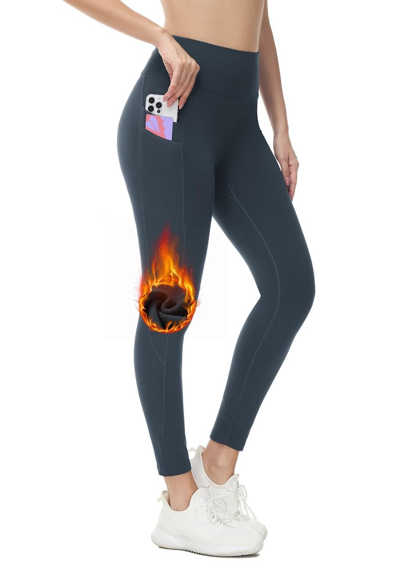baleaf Fleece Lined Leggings Women Water Resistant 25" Petite Winter Warm Legging Thermal Running Tights Yoga Hiking Pants Grey S