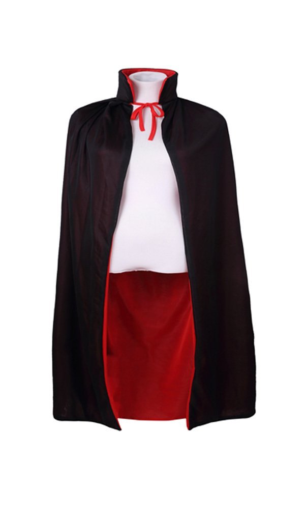 LMYOVE Black and Red Reversible Cloak Halloween Christmas Cape Vampire Costume Masquerade Dracula Magician Devil Cosplay Stand Collar for Adult Kids(150CM/59)