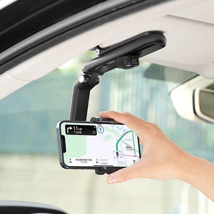 Cell Phone Holder for Car Sun Visor, Mount Clip for Car Cellphone 360° Rearview Phone Holder for Car Perfectly for-Black