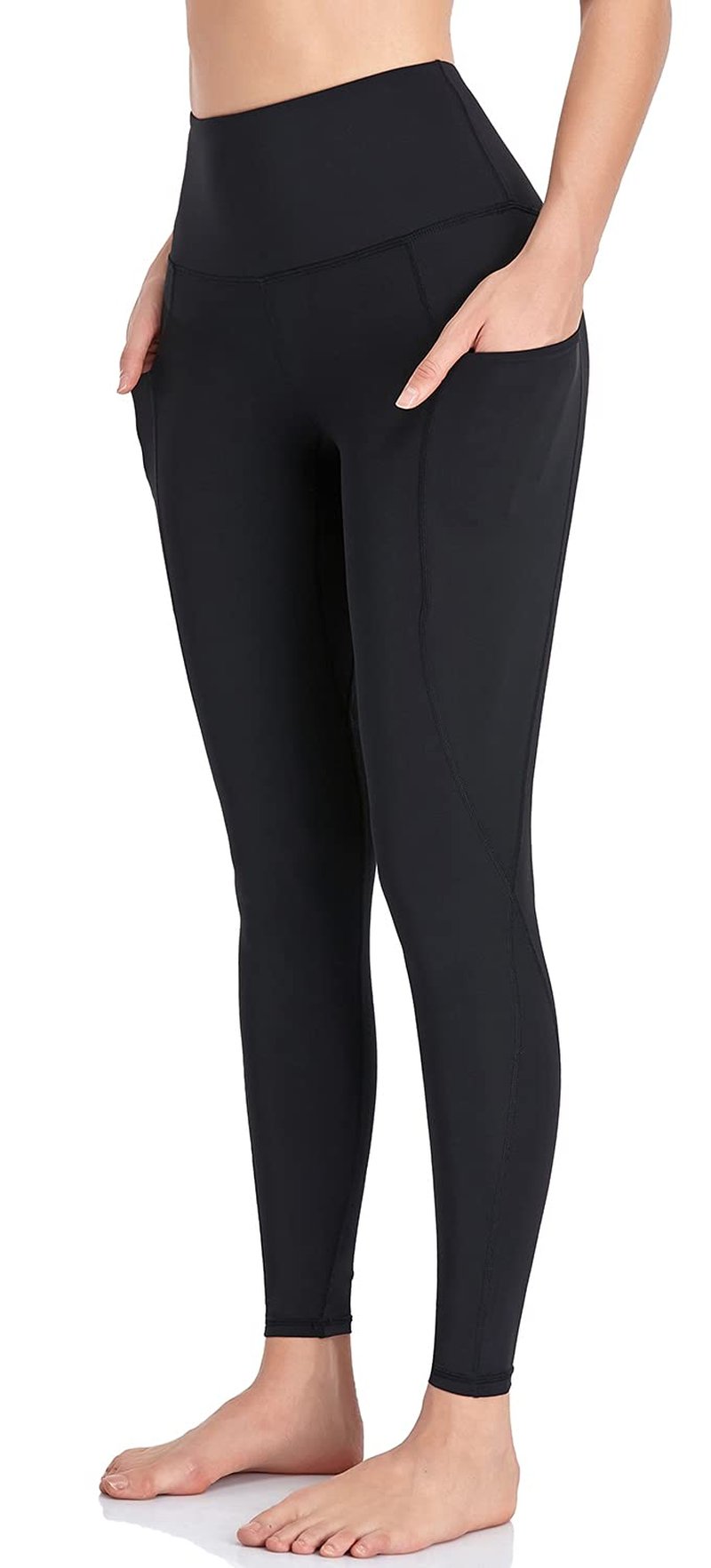 CAMMUR Women's Naked-Feeling High Waisted Leggings, Buttery-Soft Tummy Control Yoga Pants with Pockets for Workouts - 7/8 Black