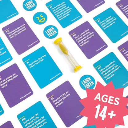 DSS Games You Laugh You're Out [Try Not to Laugh Family Card Game for Adults & Teens | Party Game | 125 Prompt Fun Cards for Family Nights & Parties | Ages 14+]