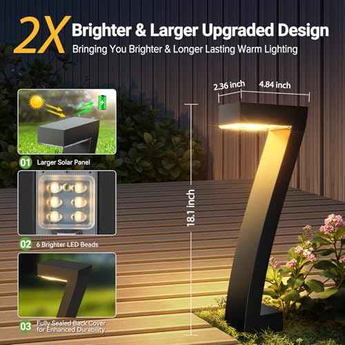 WdtPro Solar Lights Outdoor Pathway Lights, 6 Pack Upgraded Bright LED Outdoor Solar Light for Outside, IP65 Waterproof Solar Garden Light for Yard, Driveway, Walkway, Landscape, Patio Decor