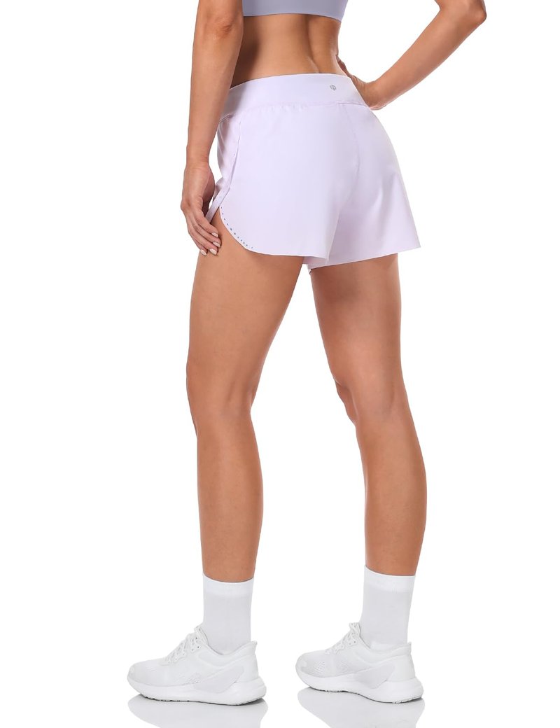 HeyNuts My Pace Running Shorts for Women, Mid Waisted Reflective Athletic Shorts Lined Workout Shorts 3" Black M(8/10)