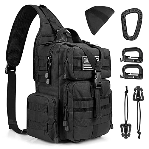 G4Free Tactical EDC Sling Bag Backpack with Pistol Holster Military Shoulder Backpack for Concealed Carry(Black)