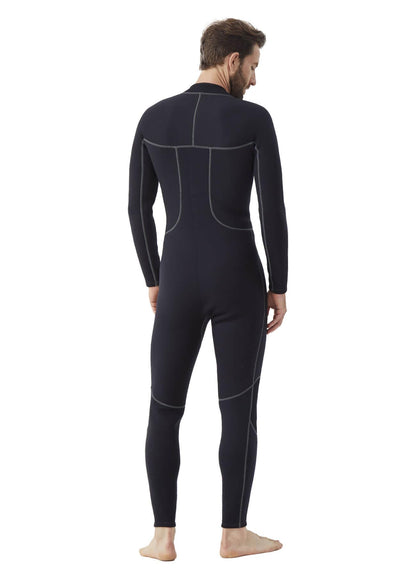 Hevto Men Wetsuit 3/2mm Neoprene Front Zip Full Wet Suit in Cold Water for Surfing Swimming SUP Snorkeling Diving (M2-Black, LS)