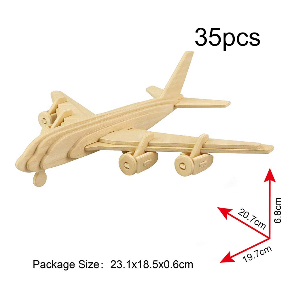 Georgie Porgy 3D Wooden Puzzles DIY Models Kits for Kids Dinosaur Airplane Woodcraft Construction Toy Pack of 6 (Airplanes Cars Yacht)