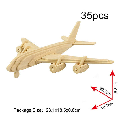 Georgie Porgy 3D Wooden Puzzles DIY Models Kits for Kids Dinosaur Airplane Woodcraft Construction Toy Pack of 6 (Airplanes Cars Yacht)