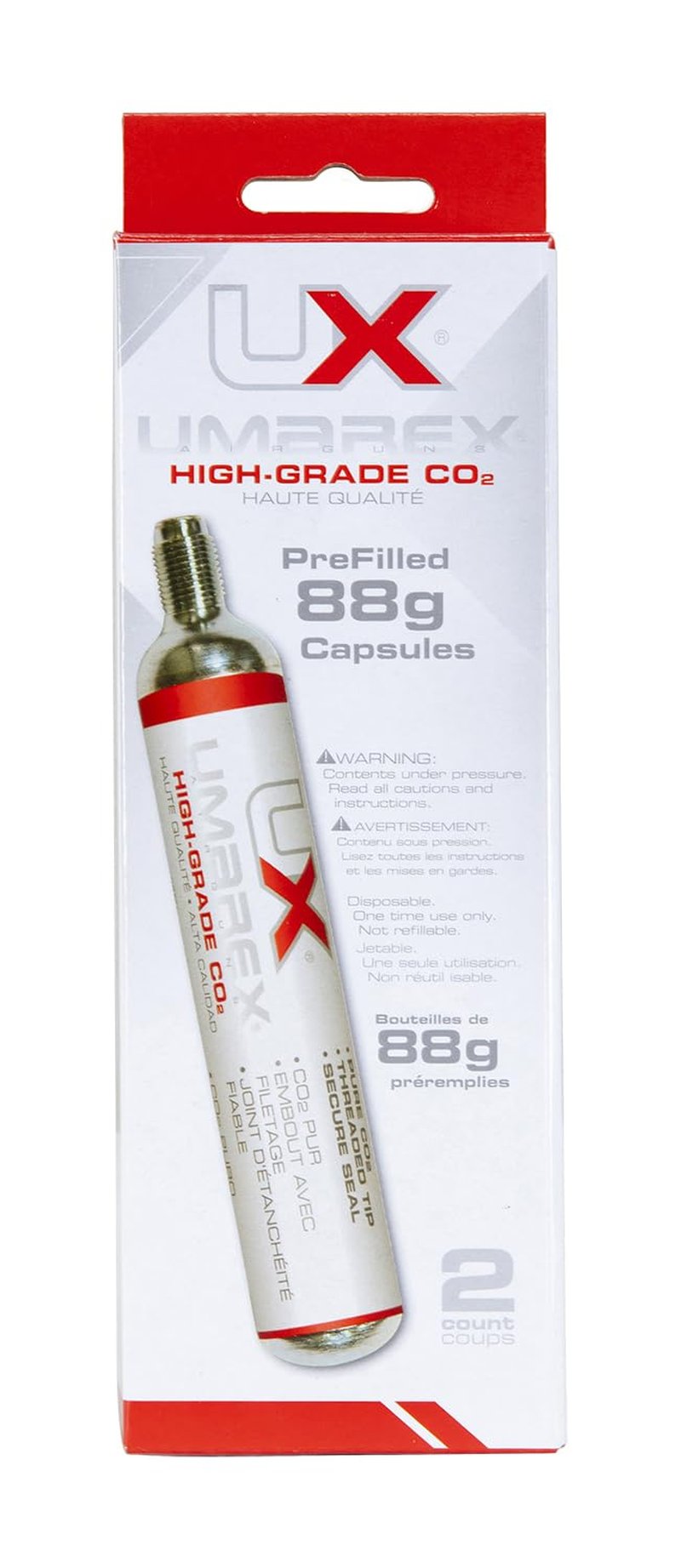 Umarex High-Grade CO2 Cartridges for Pellet Guns, BB Guns and Airsoft Guns, 88 Gram (Pack of 2)