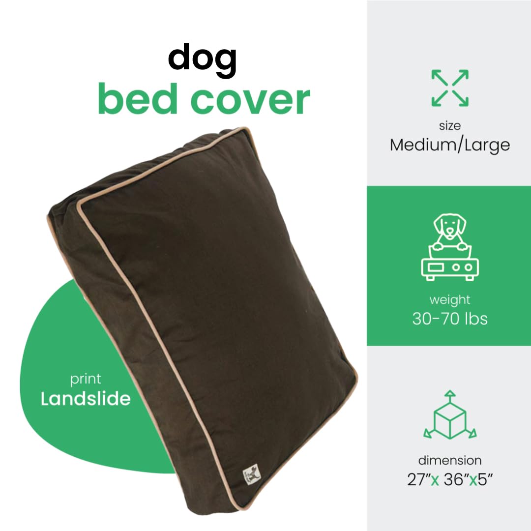 Molly Mutt Medium to Large Dog Bed Cover - Landslide Print - Measures 27”x36”x5’’ - 100% Cotton - Durable - Breathable - Sustainable - Machine Washable Dog Bed Cover