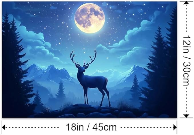 Yesad Deer Wall Art, Christmas Canvas Wall Art, Animal Picture Artwork Aesthetic Poster Prints Wall Décor for Farmhouse Living Room, Bedroom, Office (Unframed,18”x12”,Deer4)