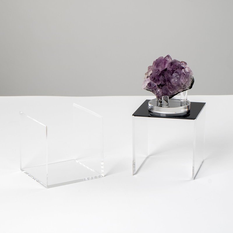 Kcgani Clear Acrylic Boxes for Collectibles Display, Removable Countertop Storage Box Cube Organizer Stand Riser, Dustproof Protection Showcase for Crystals Minerals Slab Fossil Coral, 3x3x3Inch