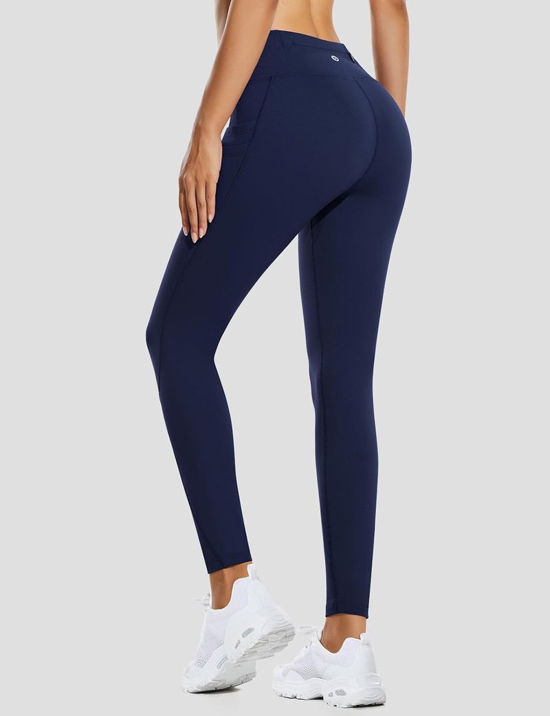 Baleaf Women's Thermal Fleece Lined Leggings - Water Resistant High Waisted Tights with Pockets for Running | Winter Warmth