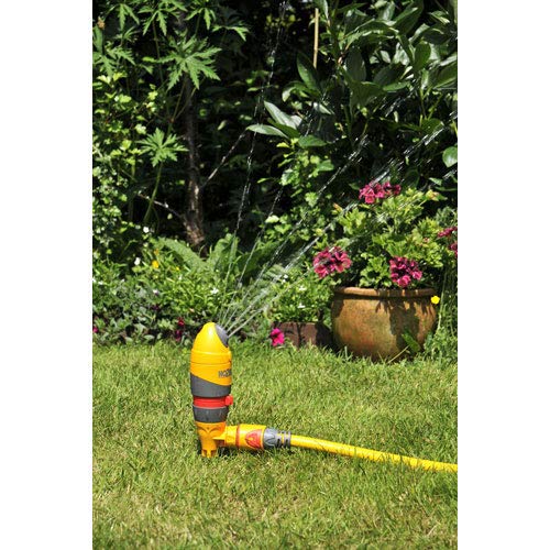 HOZELOCK - Sprinkler Rotating Plus 314 m² : Large-area Spray Sprinkler (ø 20m), Ultra Even Coverage thanks to Hydraulic Motor, 5 Jets, 360° Adjustable Watering Direction [2332P0000]
