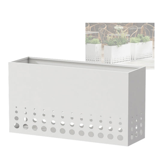 YJEUZCD Metal Planter for Outdoor Plants, Rectangular Spliced Flower Box Partitions, Commercial Restaurant Dining Table Low Fence, Garden Screen Divider(White,120x60cm/47.2x23.6in)