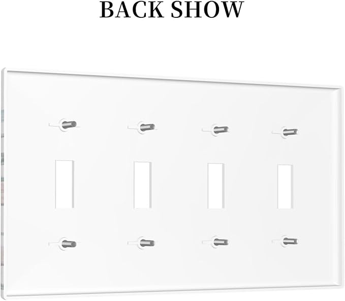 Rustic Wild Floral Vintage Watercolor Flower Quad Gang Toggle Light Switch Cover 4-Gang Wall Plates Decorative Electrical Switchplate for Home Bedroom Art Decorate