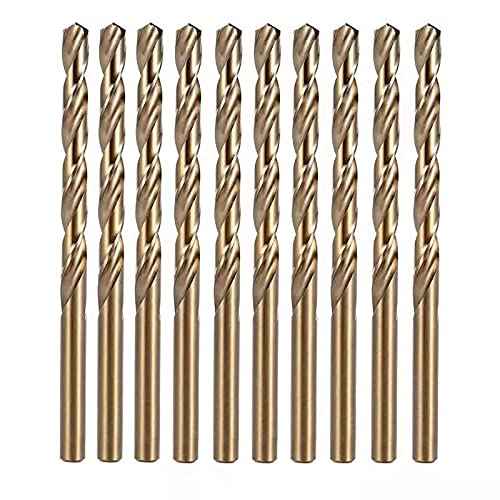 5/32 Inch Cobalt Drill Bit Set, M35 Jobber Length Twist Drill Bits,Suitable for Drilling in Hard Metal, Stainless Steel, Cast Iron,10 Pieces