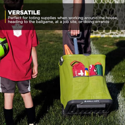 Gorilla Carts GCSS-11G-COM Collapsible Soft-Sided Folding Garden Cart, 150-Pound Capacity, Green