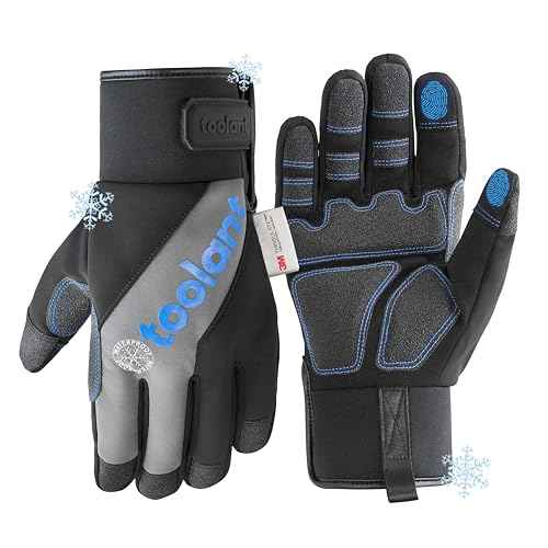 toolant 100% Waterproof Work Gloves for Men, Insulated Winter Gloves with Reinforced Palm for Cold Weather Protection, S-XXL