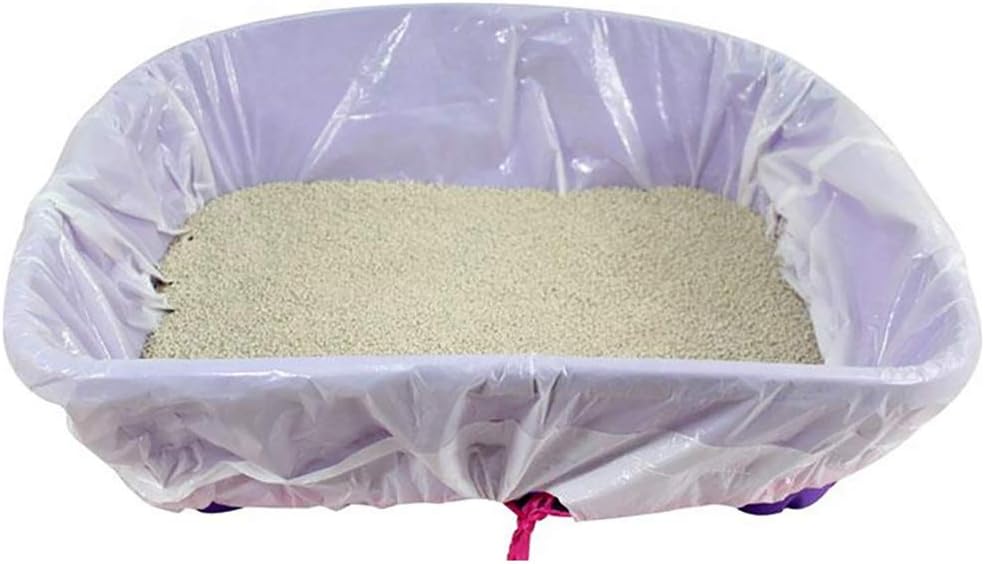 BILIEASY Cat Litter Box Liners large with Drawstrings 10 Pack Scratch Resistant Bags for Medium and Large Litter Box (M, WHITE)
