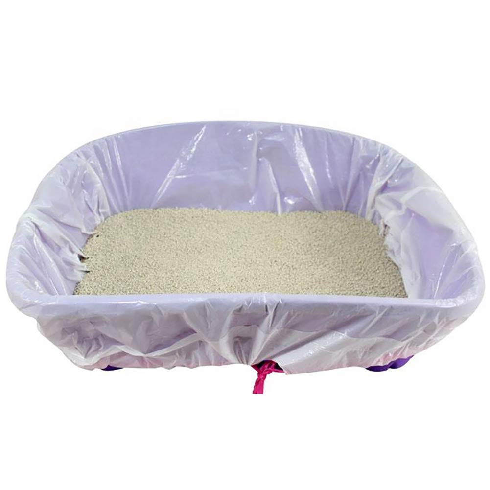 BILIEASY Cat Litter Box Liners large with Drawstrings 10 Pack Scratch Resistant Bags for Medium and Large Litter Box (M, WHITE)