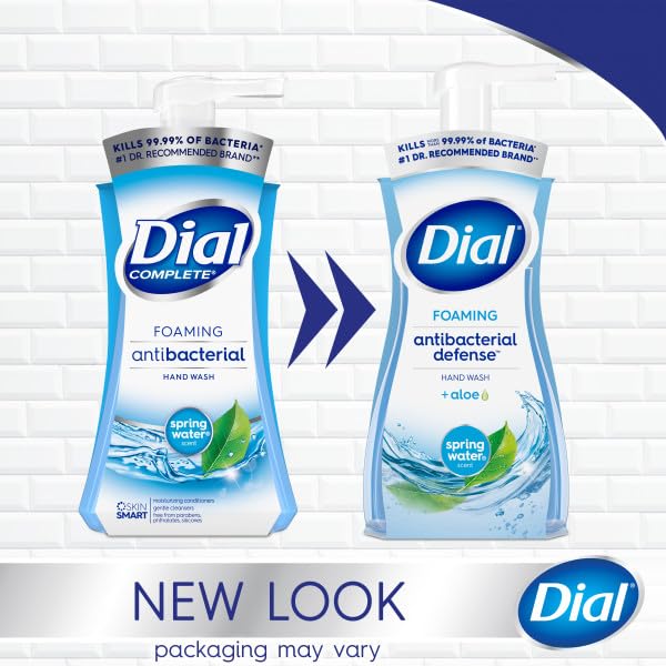Dial Antibacterial Foaming Hand Wash, Spring Water, 7.5 fl oz (Pack of 6)