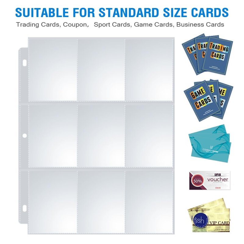 120 Pack 9 Pocket Page Protectors, Sooez Double Sided Trading Card Sleeves for 3 Ring Binder, Baseball Cards Holder, Protective Pages Sheets for Binders Album, Fit for Collectible Games, Sports Cards