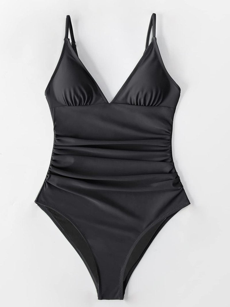 CUPSHE Women's One-Piece Swimsuit - Tummy Control V-Neck Design for Flattering Fit