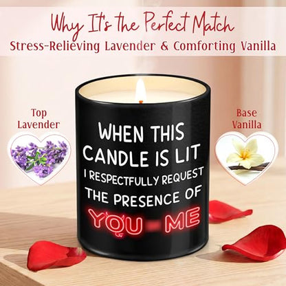 TEEZWONDER Valentines Day Gifts for Her Girlfriend - I Love You More Vanilla Lavender Romantic Candles 10 oz - Anniversary Valentines Birthday Gifts for Wife Men Women Girlfriend Boyfriend Him Husband