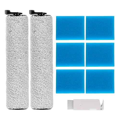 Replacement Accessories Kit Compatible with Tineco iFloor 2 Vacuum Cleaner, Include 2 Roller Brush, 6 Pre-Filter Foam