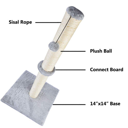 Dimaka 29" Tall Cat Scratching Post, Claw Scratcher Sisal Rope Covered Soft Smooth Plush, Vertical Scratch [Full Strectch], Modern Design 29 Inches Height (Grey)