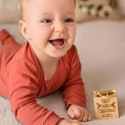 Baby’s First Christmas Ornament 2025 – Personalized Wooden Keepsake Block with Name & Year – Custom Engraved for Newborn Boy or Girl