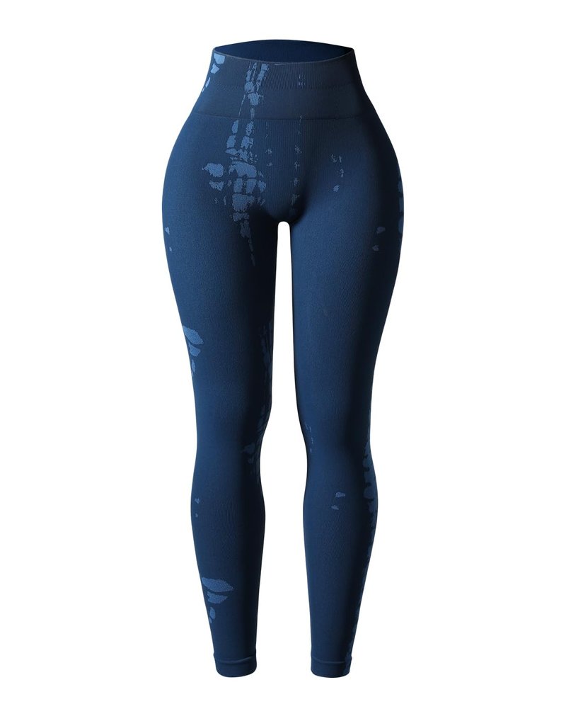AUROLA Serpent Seamless Scrunch Workout Leggings for Women,Tummy Control Squat Proof Pants,Water Blue,M