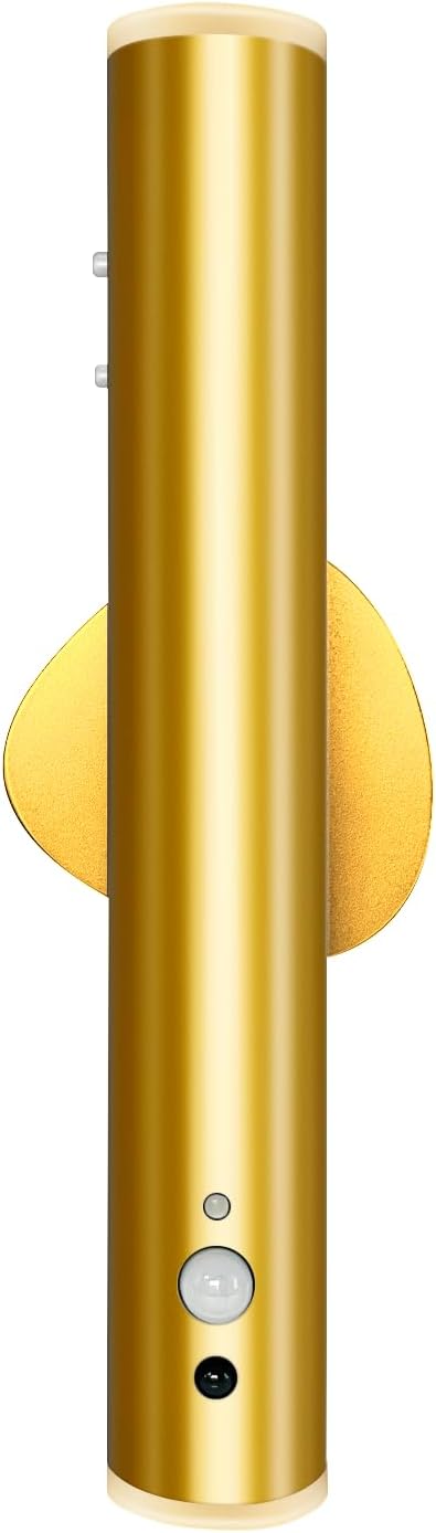 Motion Sensor Night Lights, Magnet Body Sensor Hallway LED Wall Lights, Rechargeable Portable Stairway, Battery Powered Cabinet Lights, Bedside Night Light (1pcs-Gold)