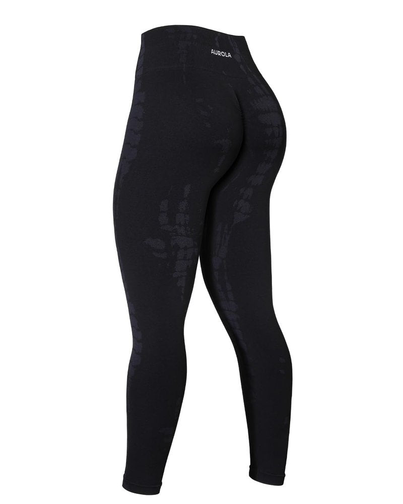 AUROLA Serpent Seamless Scrunch Workout Leggings for Women,Tummy Control Squat Proof Thick Pants,Black,M