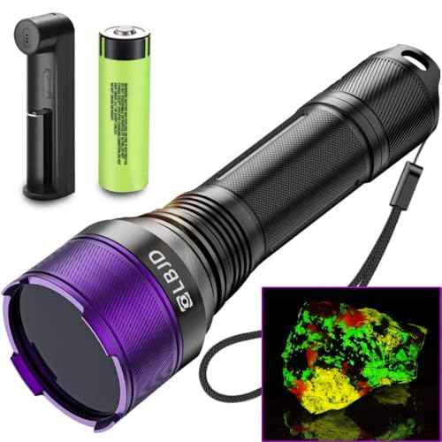 365NM UV Blacklight Flashlight, Professional 4-Core High-Intensity Filtered LED, High Capacity of Battery, Ultra-Long Range Beam for Yooperlite Hunting, Scorpions, Pet Urine, Resins, Counterfeit Money