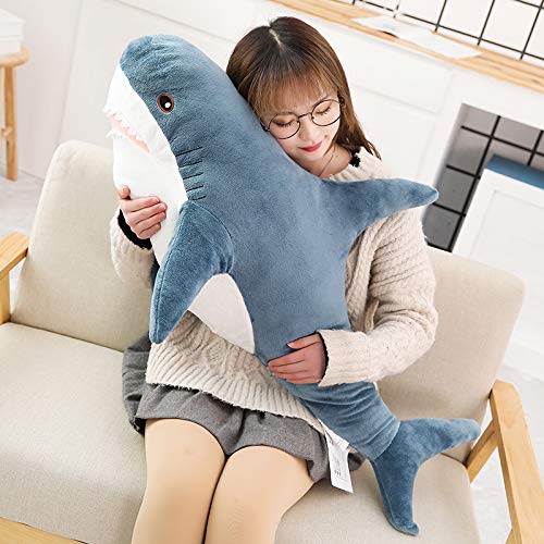 XIAOHONG 100cm Giant Shark Stuffed Animal Toy,Plush Shark Toys,Stuffed Animal Sharks,Soft Shark Cushion Pillow Shark Plush Pillow Stuffed Toy Throw Pillow for Home Decoration Kids Gift